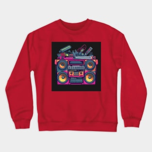 Ghetto Blaster Boom Box 80s Hip-Hop Stereo Crewneck Sweatshirt